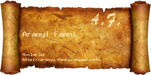 Aranyi Fanni névjegykártya
