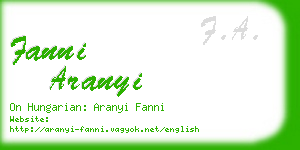 fanni aranyi business card